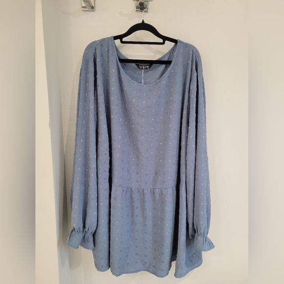 NWT- Bloomchic Women's Blue Texrured Long Sleeve Top-5X - Picture 4 of 5
